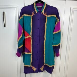 Alan Tracy Silk Scarf Print Blouse